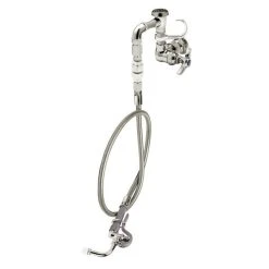 T&S Brass And Bronze Works T&S B-2308 Wall Mounted Pre-Rinse Faucet With Adjustable 8" Centers, Spray Face 80" Hose, 12" Add-On Faucet, Vacuum Breaker, And Wall Hook