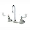 T&S Brass And Bronze Works T&S B-2443-F1-CR-SC 1 GPM Wall Mount Mixing Faucet With 8" Adjustable Centers, 2 7/8" Gooseneck, 4" Wrist Action Handles, Spring Checks, And Cerama Cartridges
