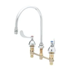T&S Brass And Bronze Works T&S B-2862 Deck Mount Easy Install Faucet With 8" Centers, 8 13/16" Gooseneck, 4" Wrist Action Handles, And Eterna Cartridges