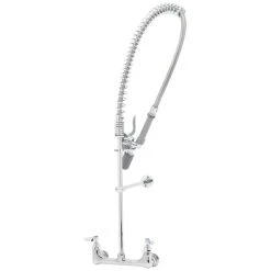 T&S Brass And Bronze Works T&S B-2455-C Wall Mounted 34" High Pre-Rinse Faucet With Adjustable 8" Centers, Low Flow Spray Valve, 44" Hose, 12" Wall Bracket, And Installation Kit