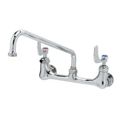 T&S Brass And Bronze Works T&S B-2463 Wall Mount Mixing Faucet With 8" Adjustable Centers, 12" Swing Nozzle, 4" Wrist Action Handles, And Cerama Cartridges