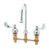 T&S Brass And Bronze Works T&S B-2865 Deck Mount Easy Install Faucet With 8" Centers, 5 9/16" Gooseneck, 6" Wrist Action Handles, And Eterna Cartridges