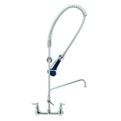T&S Brass And Bronze Works T&S B-0133-A12-B08 EasyInstall Wall Mounted 37 1/2" High Pre-Rinse Faucet With Adjustable 8" Centers, Ergonomic Spray Valve, 44" Hose, 12" Add-On Faucet, And 6" Wall Bracket