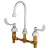 T&S Brass And Bronze Works T&S B-0866 Deck Mount Mixing Faucet With 8" Adjustable Centers, 5 5/8" Gooseneck, 6" Wrist Action Handles, Escutcheons, And Rosespray Outlet
