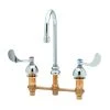 T&S Brass And Bronze Works T&S B-2862-LF16-WH4 Deck Mount Easy Install Faucet With 8" Centers, 8 3/4" Gooseneck, 4" Wrist Action Handles, And Quarter Turn Eterna Cartridges