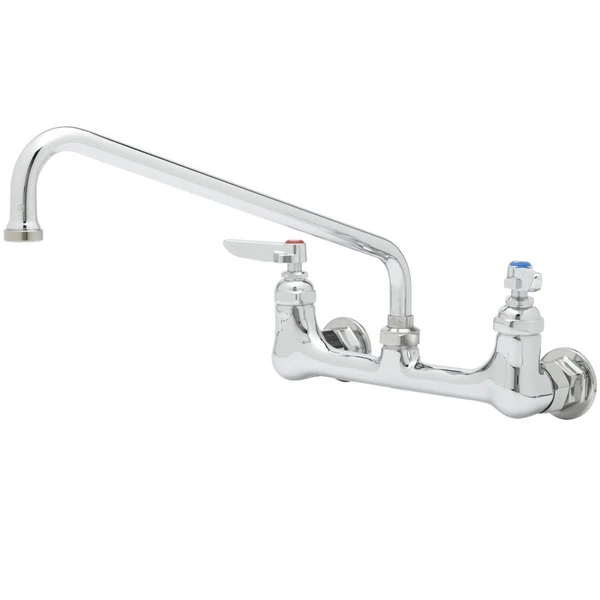 T&S Brass And Bronze Works T&S B-2414 Wall Mount Mixing Faucet With 8" Adjustable Centers, 8" Swing Nozzle, And Eterna Cartridges