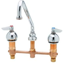 T&S Brass And Bronze Works T&S B-2854 Deck Mount Easy Install Faucet With 9" Swing Nozzle, 8" Centers, 2.2 GPM Aerator, Eterna Cartridges, And Lever Handles