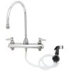 T&S Brass And Bronze Works T&S B-1173 Deck Mount Workboard Faucet With 8" Centers, 7 7/8" Gooseneck Spout, And Sidespray
