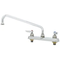 T&S Brass And Bronze Works T&S B-1164 Deck Mount Workboard Faucet With 8" Centers, 10" Swing Nozzle, Supply Stops And Two Flex Supply Hoses