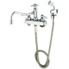 T&S Brass And Bronze Works T&S B-1152-092A-VB Deck Mount Workboard Faucet With 8" Centers, 7 7/8" Nozzle, Escutcheon, 44" Hose, Angled Spray Valve, And Vacuum Breaker