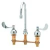 T&S Brass And Bronze Works T&S B-2873 Easy Install Deck Mount Faucet With 8" Centers, 4" Wrist Action Handles, 2 7/8" Gooseneck Spout, And Eterna Cartridges