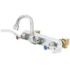T&S Brass And Bronze Works T&S B-1125-XS-HM Wall Mount Workboard Faucet With 8" Centers, 2 15/16" Gooseneck Spout And 4" Wrist Action Handles