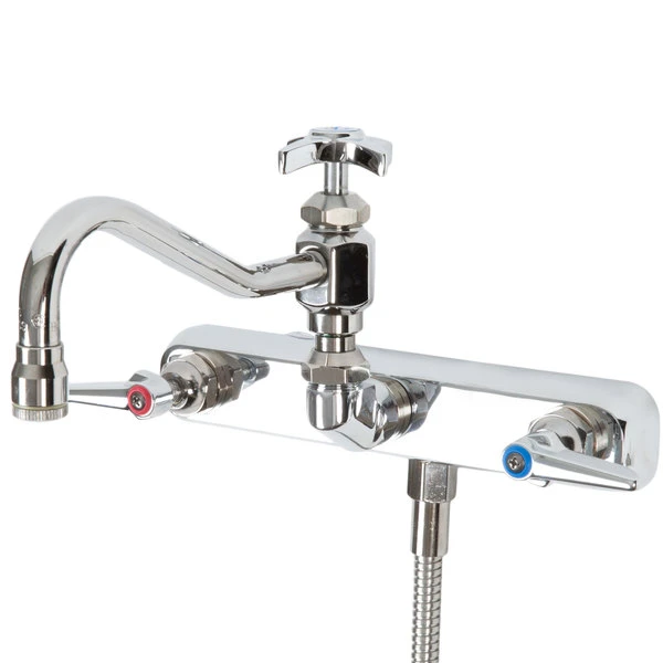 T&S Brass And Bronze Works T&S B-1157 Wall Mounted Workboard Faucet With Spray Valve And 8" Centers - 8" Swing Nozzle - Image 5