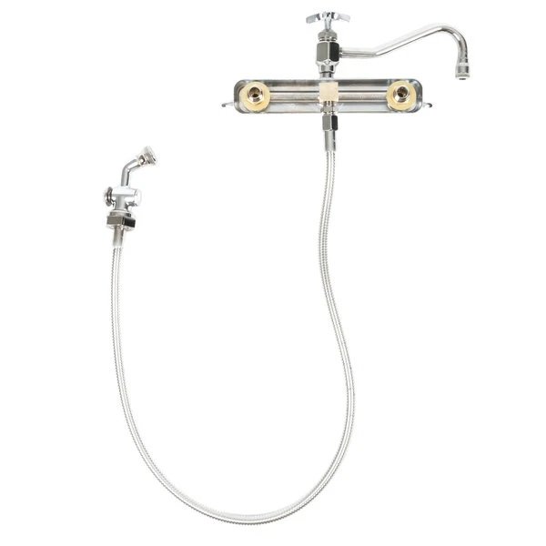 T&S Brass And Bronze Works T&S B-1157 Wall Mounted Workboard Faucet With Spray Valve And 8" Centers - 8" Swing Nozzle - Image 4