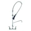 T&S Brass And Bronze Works T&S B-0133-A12-B8CX EasyInstall Wall Mounted 29 3/4" High Pre-Rinse Faucet With Adjustable 8" Centers, Ergonomic Low Flow Spray Valve, 44" Hose, 12" Add-On Faucet, And 6" Wall Bracket