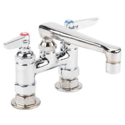 T&S Brass And Bronze Works T&S B-2501 Deck Mounted Faucet With 6" Cast Swivel Nozzle, 4" Adjustable Centers, 2.2 GPM Aerator, Eterna Cartridges, And Lever Handles