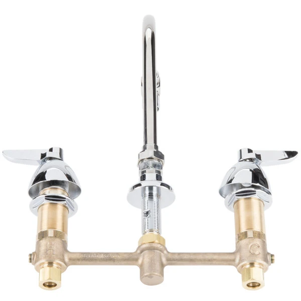 T&S Brass And Bronze Works T&S B-2853-RSW Deck Mount Easy Install 2.2 GPM Faucet With 8" Centers, 7" Gooseneck, And Quarter Turn Eterna Cartridges - Image 3