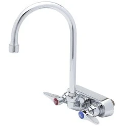 T&S Brass And Bronze Works T&S B-1146 Wall Mount Workboard Faucet With 4" Centers And 5 3/4" Gooseneck Spout