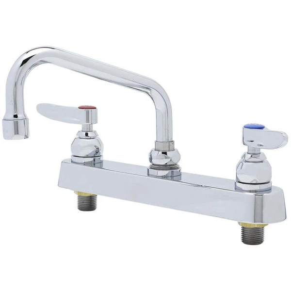 T&S Brass And Bronze Works T&S B-1120-QT-WS 1.5 GPM Deck Mount Workboard Faucet With 8" Centers, 6" Swing Nozzle, Escutcheon, And Tailpieces