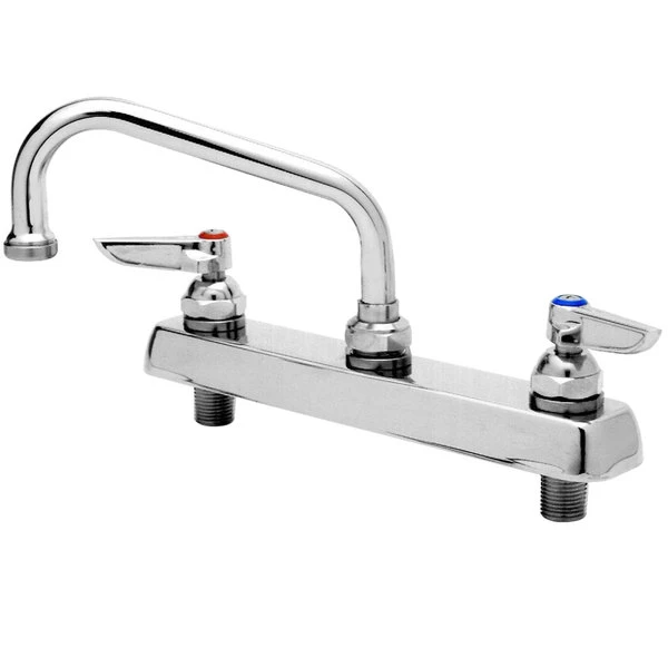 T&S Brass And Bronze Works T&S B-1120-04 Deck Mount Workboard Faucet With 8" Centers, 5 1/2" Gooseneck Spout, Escutcheon, 4" Wrist Action Handles, And Tailpieces