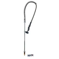 T&S Brass And Bronze Works T&S B-0143 Deck Mounted 42 1/4" High Pre-Rinse Faucet With Concealed Base, 4-Arm Handles, And 44" Hose